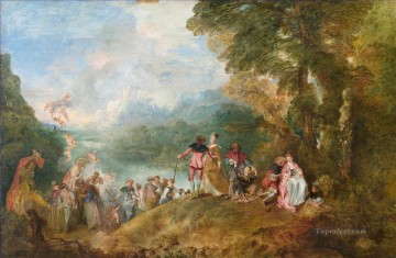  Watteau Oil Painting - The Embarkation for Cythera Jean Antoine Watteau